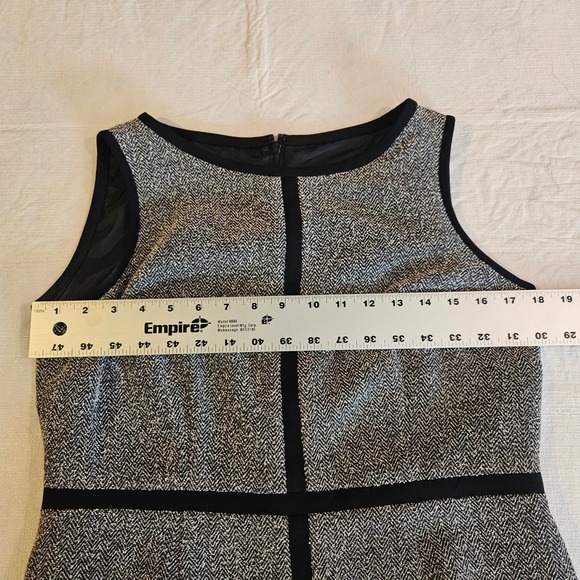 Jones Studio Herringbone Career Dress Black Trim Sleeveless Office - Picture 10 of 12